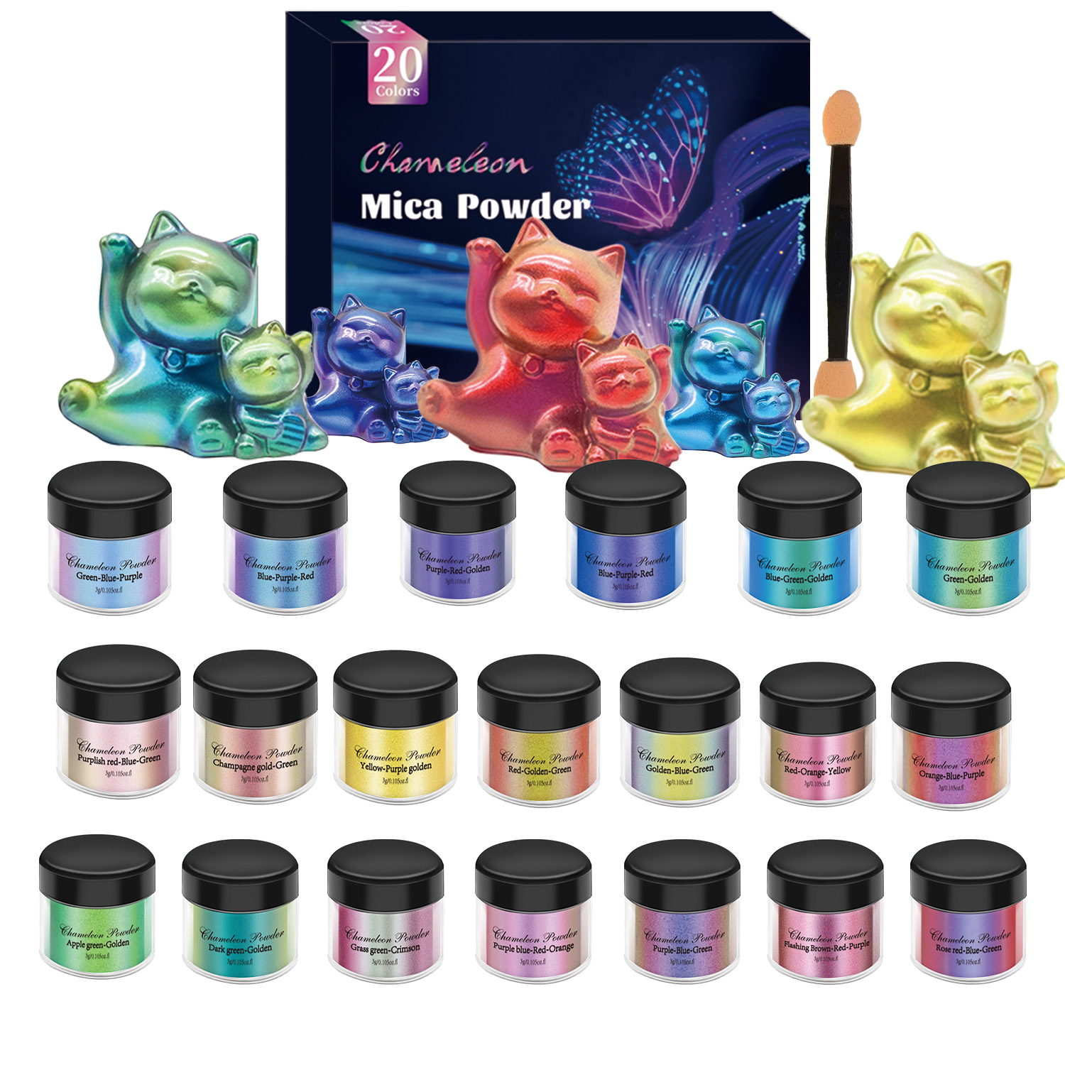 10/20pcs Mirror Chameleons Pig - مراجعة Resin Glitter Pack وسعره