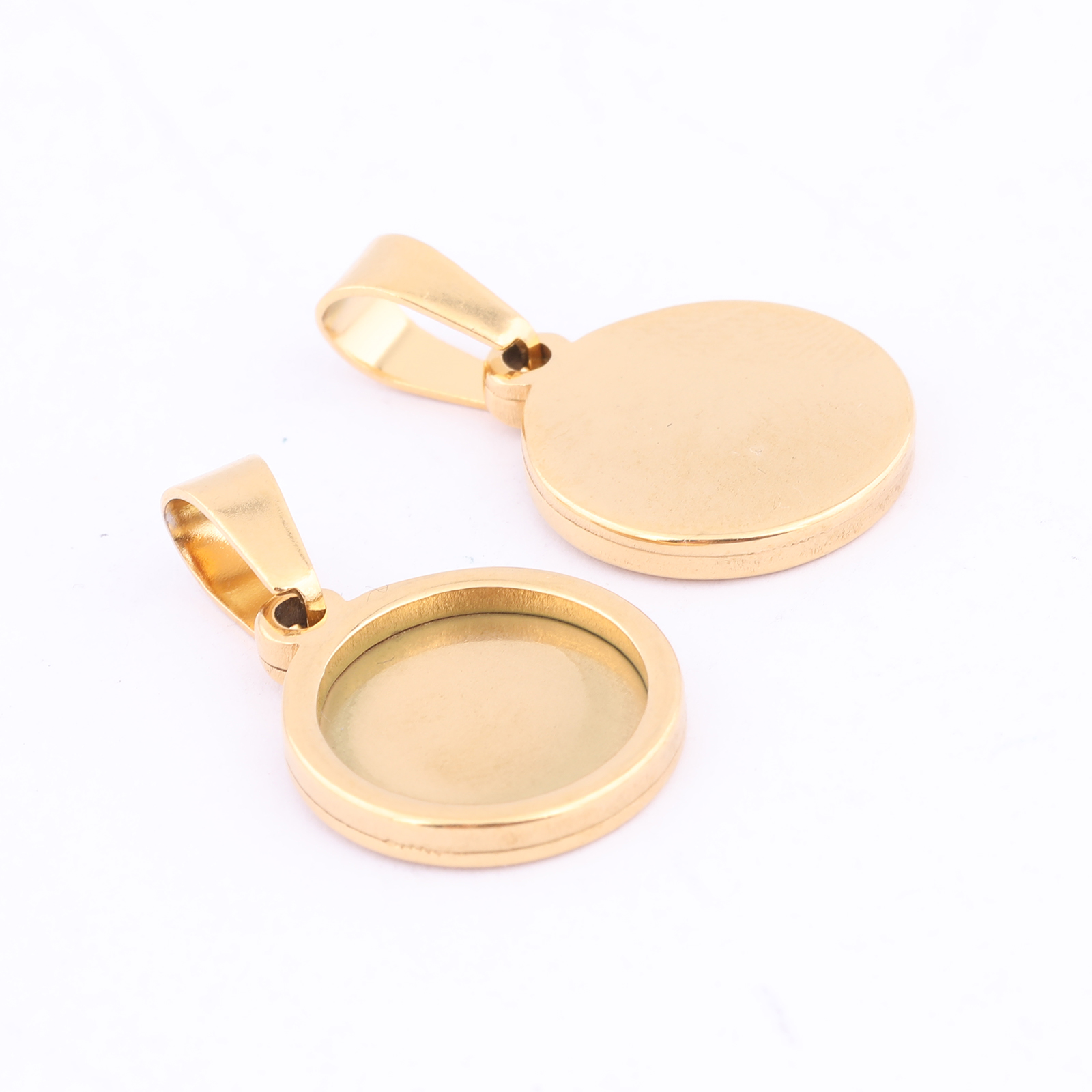 10pcs Gold Plated Black 12mm R - مراجعة Bezels Set Pendant وسعره