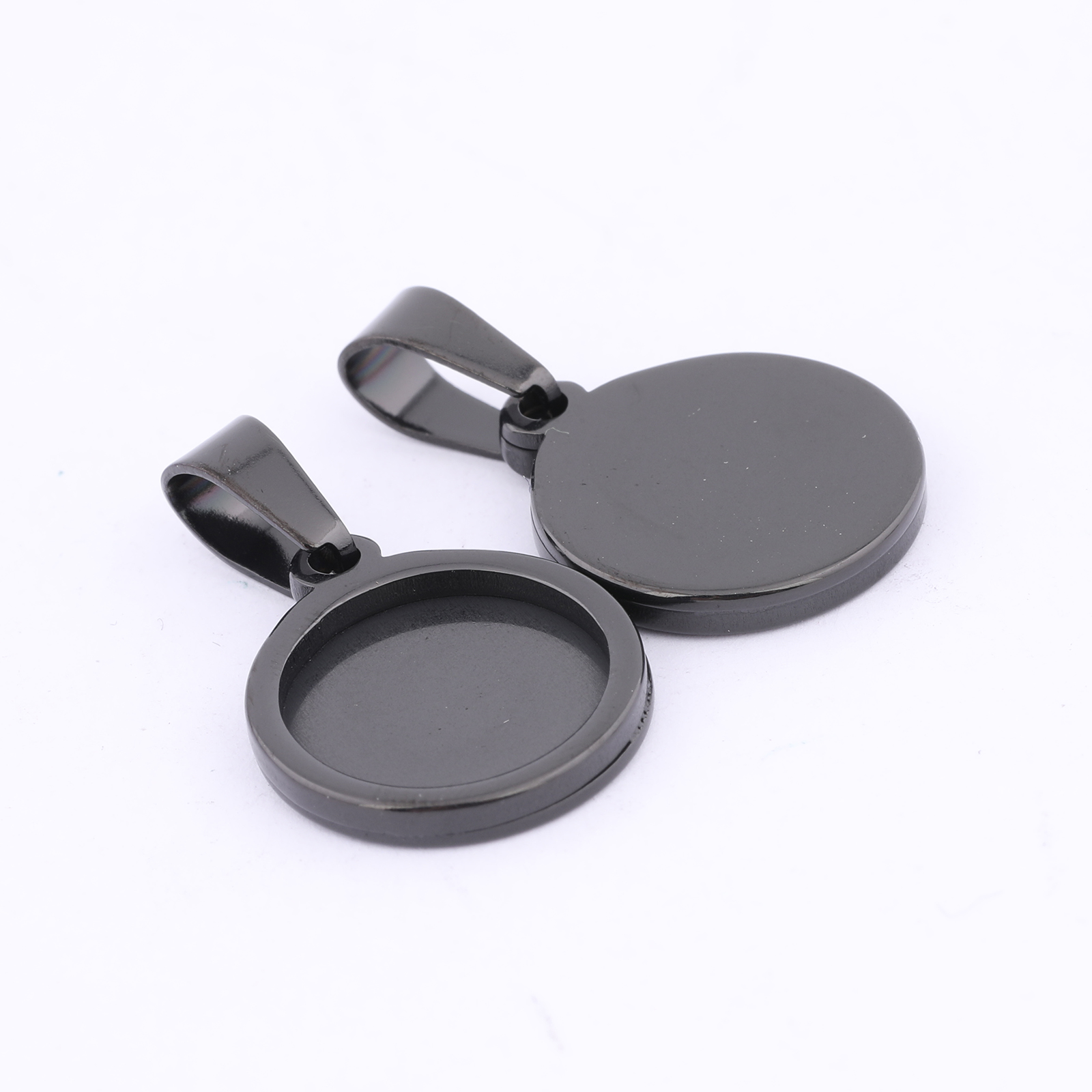 10pcs Gold Plated Black 12mm R - مراجعة Bezels Set Pendant وسعره