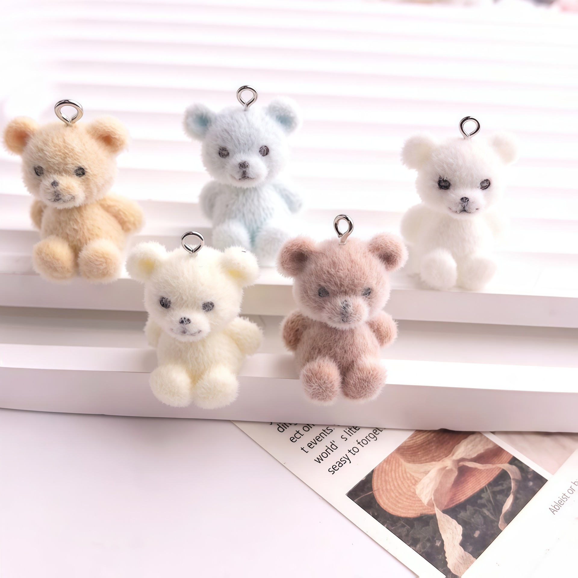 5pcs 3D Flocked Bear Resin Cha - مراجعة Resin Craft Projects وسعره