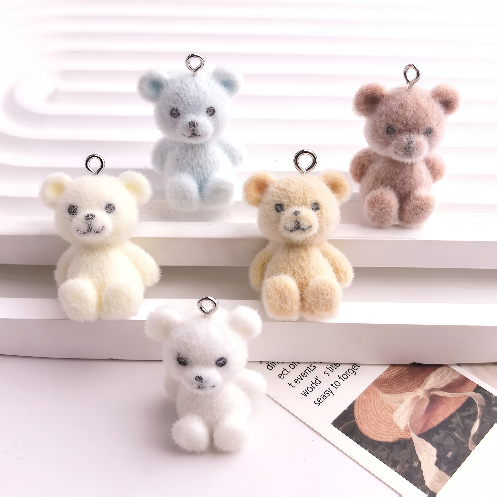 5pcs 3D Flocked Bear Resin Cha - مراجعة Resin Craft Projects وسعره
