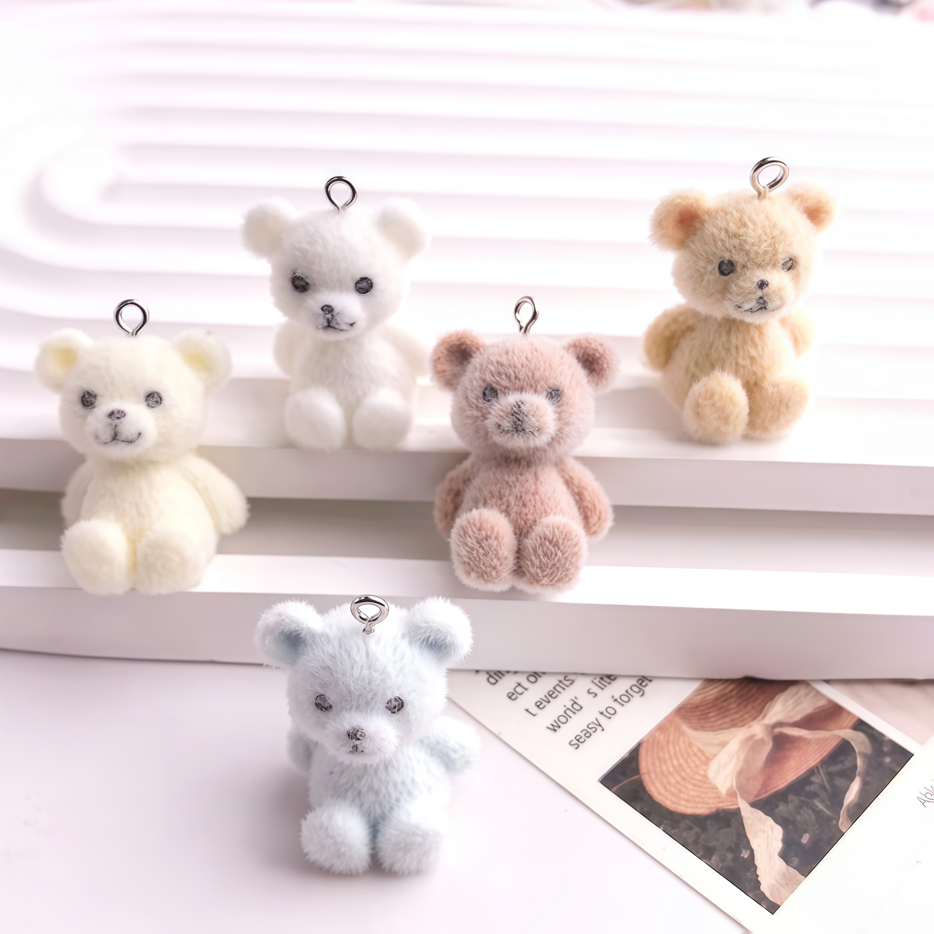 5pcs 3D Flocked Bear Resin Cha - مراجعة Resin Craft Projects وسعره