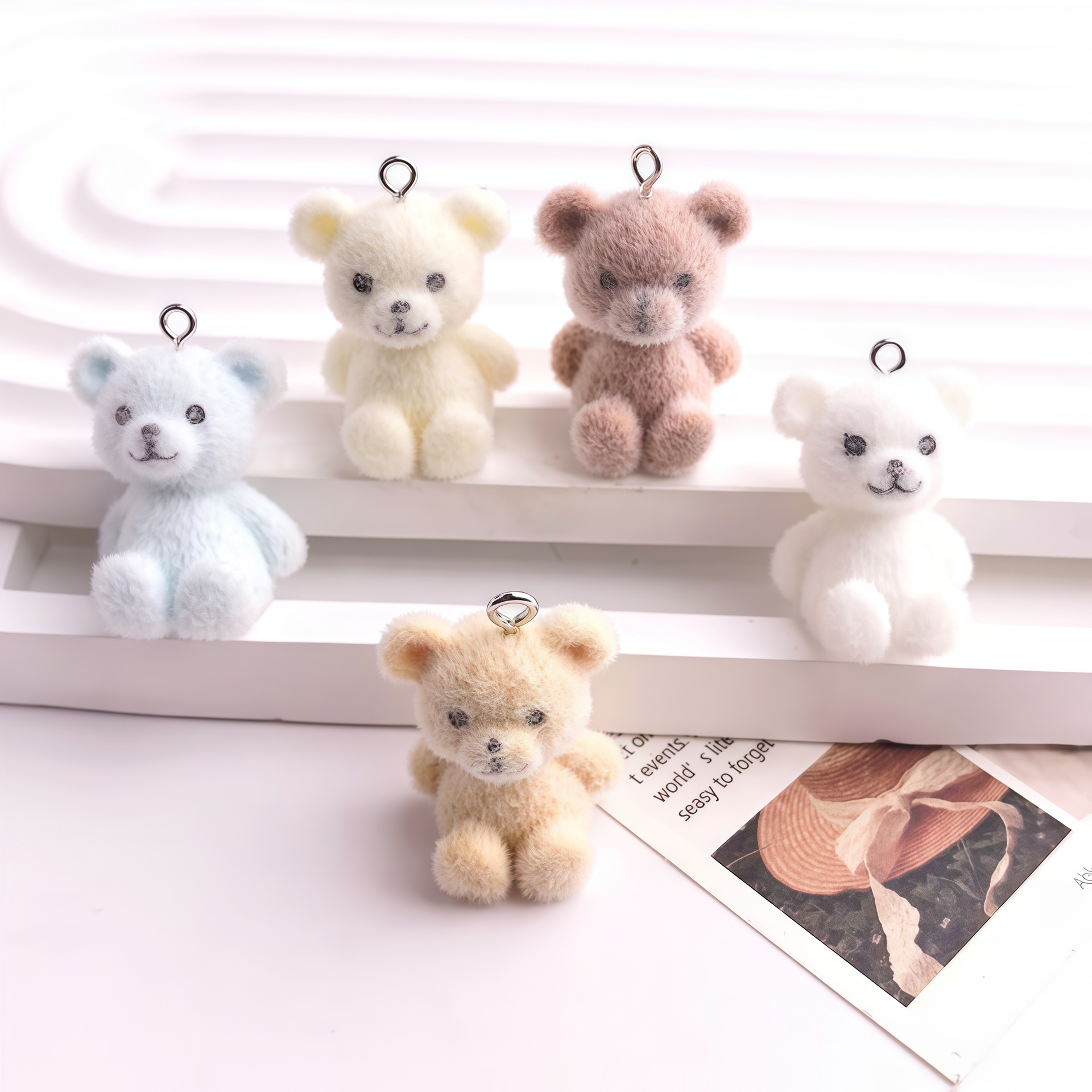 5pcs 3D Flocked Bear Resin Cha - مراجعة Resin Craft Projects وسعره