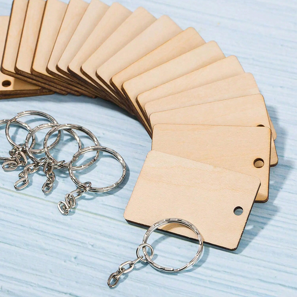60pcs Blank Wooden Key Chains  - مراجعة Wood Ring Blank وسعره