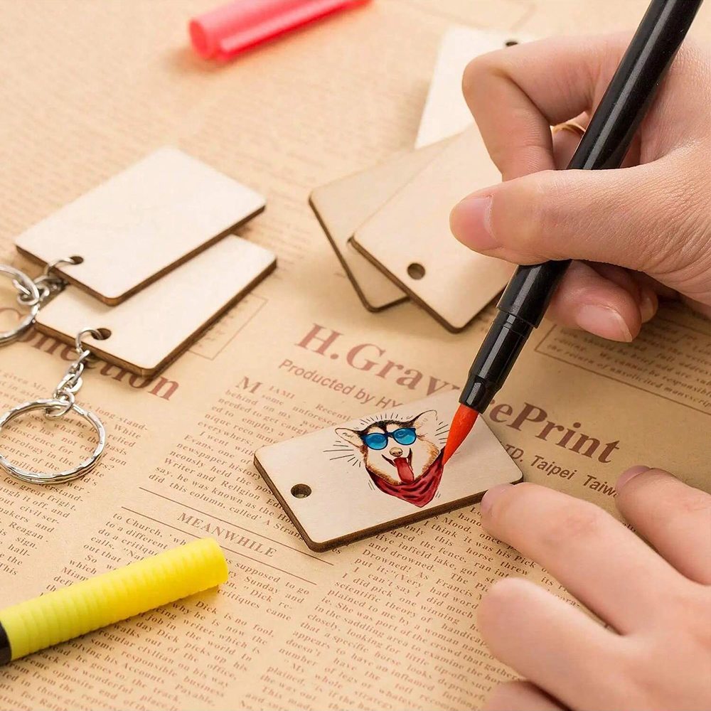 60pcs Blank Wooden Key Chains  - مراجعة Wood Ring Blank وسعره