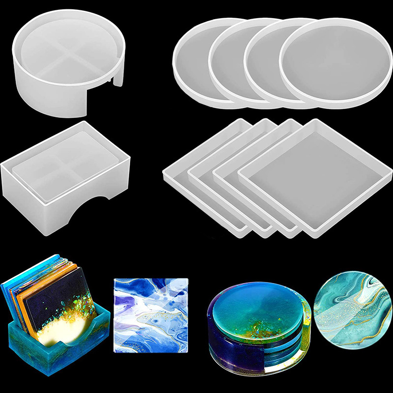 5Pcs/Set DlY Epoxy Resin Cup C - مراجعة Serving Tray Mold وسعره