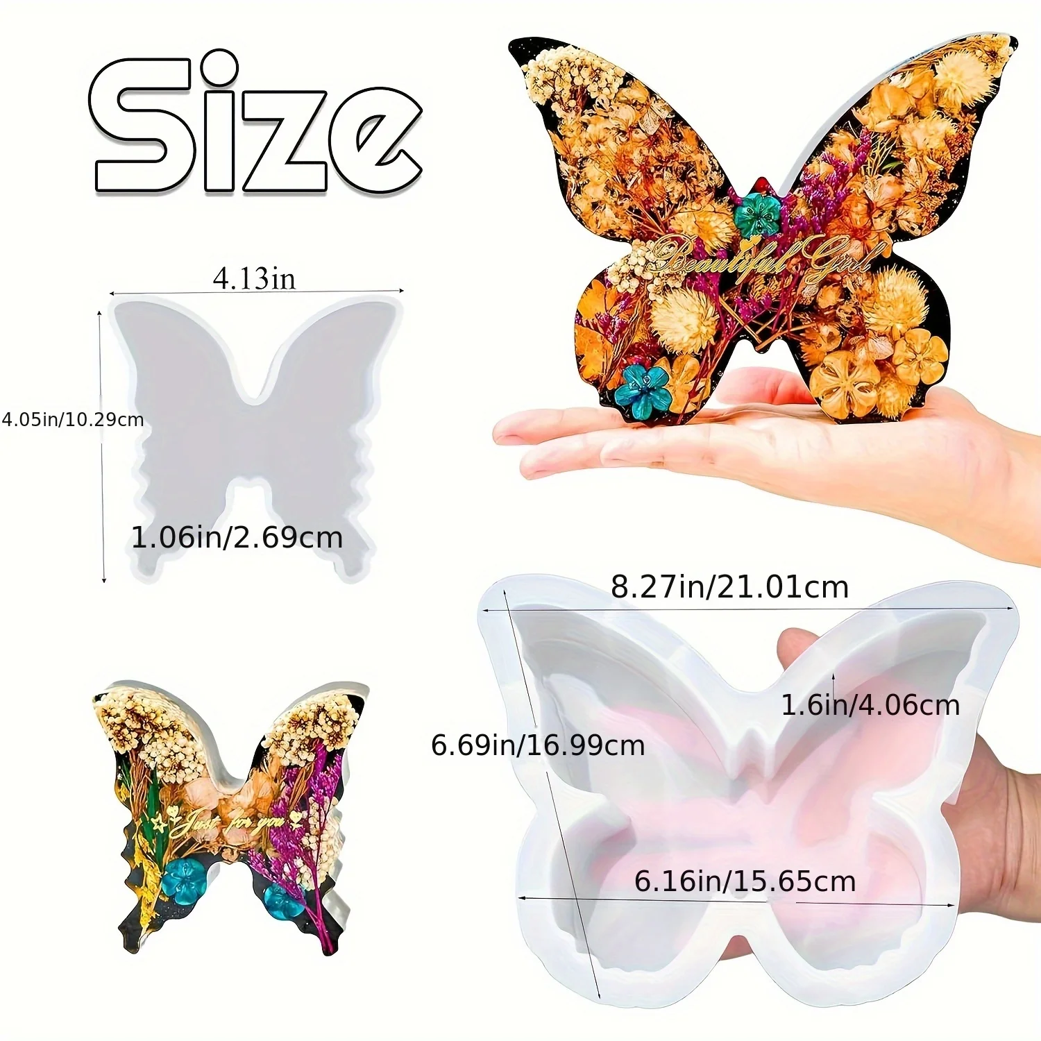 Two sizes of butterfly resin m - مراجعة Flower Preservation Resin وسعره