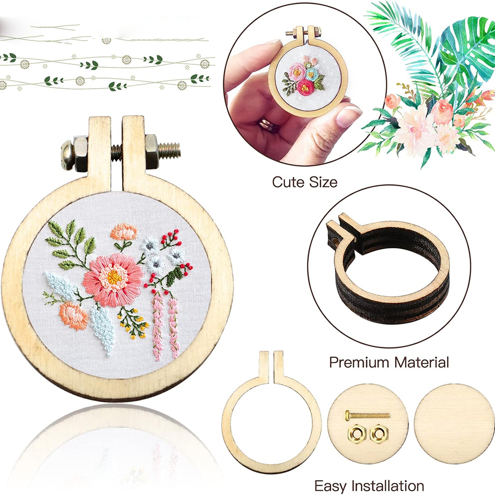 10Pcs/Set Wooden Mini Embroide - مراجعة Wood Ring Blank وسعره