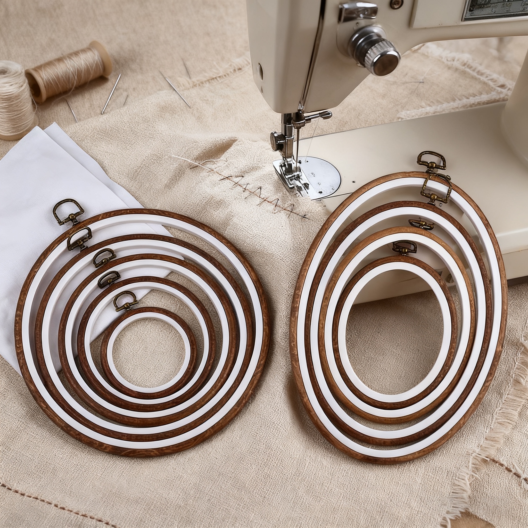 10PCS Sewing Tool Round Oval I - مراجعة Wood Ring Blank وسعره