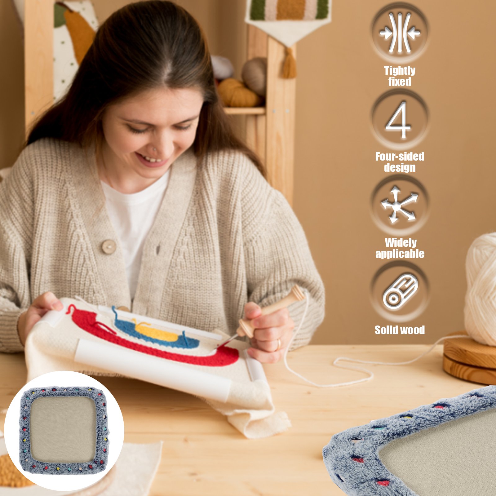 Punch Needle Frame Square Embr - مراجعة Wood Ring Blank وسعره