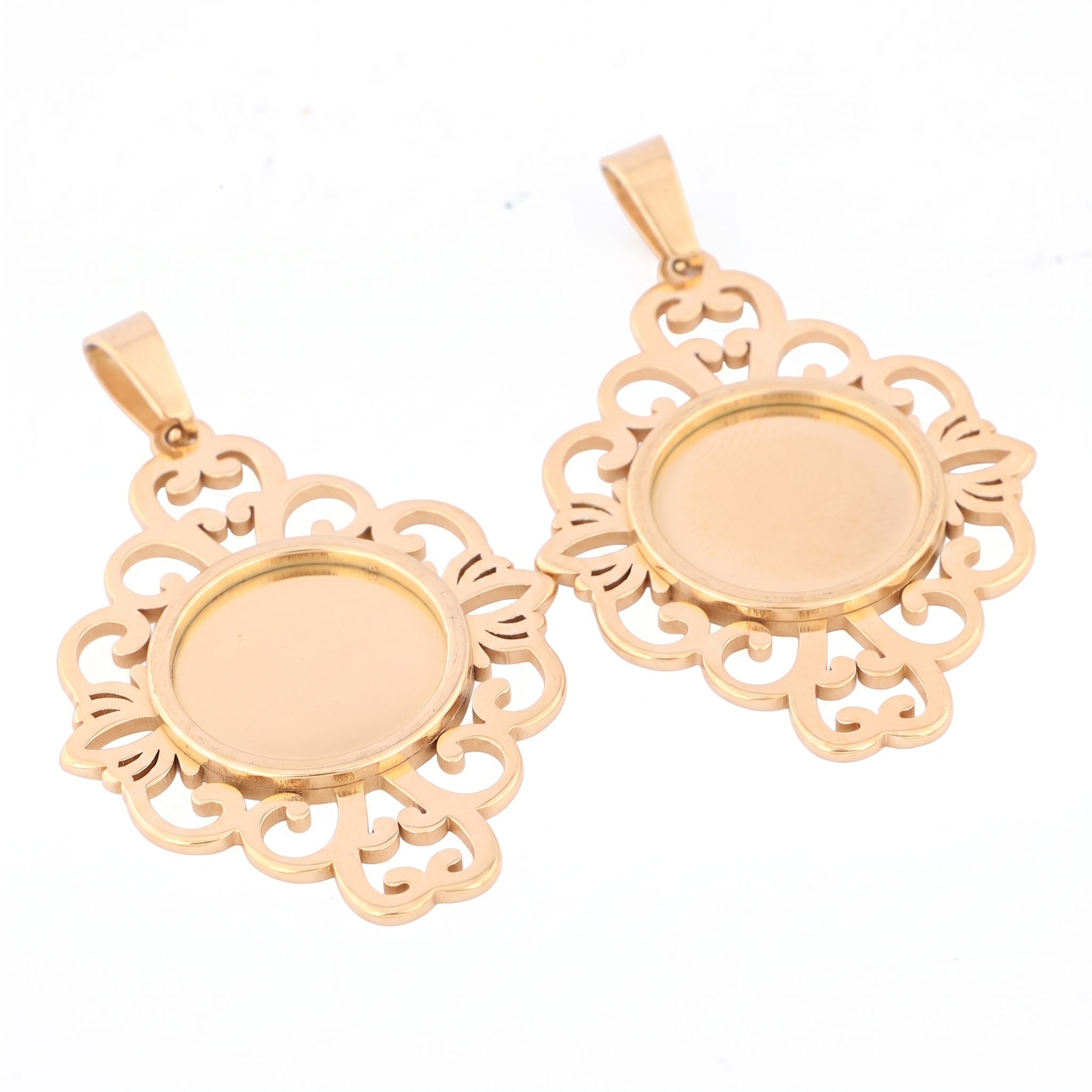 5pcs Stainless Steel Filigree  - مراجعة Bezels Set Pendant وسعره