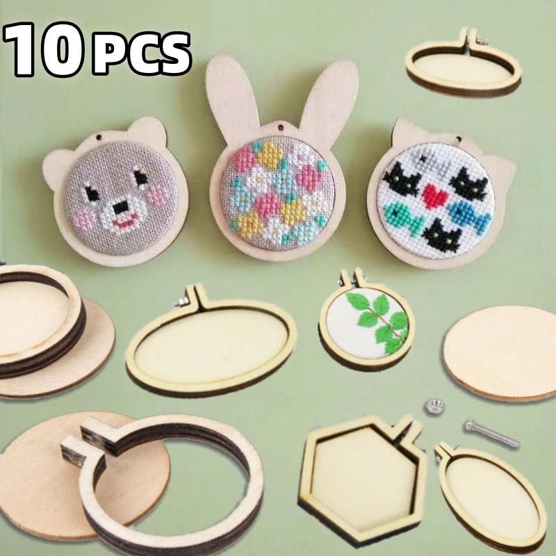 10PCS Mini Embroidery Hoop Woo - مراجعة Wood Ring Blank وسعره