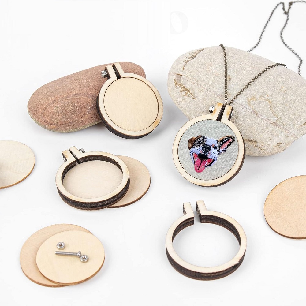 10PCS Mini Embroidery Hoop Woo - مراجعة Wood Ring Blank وسعره