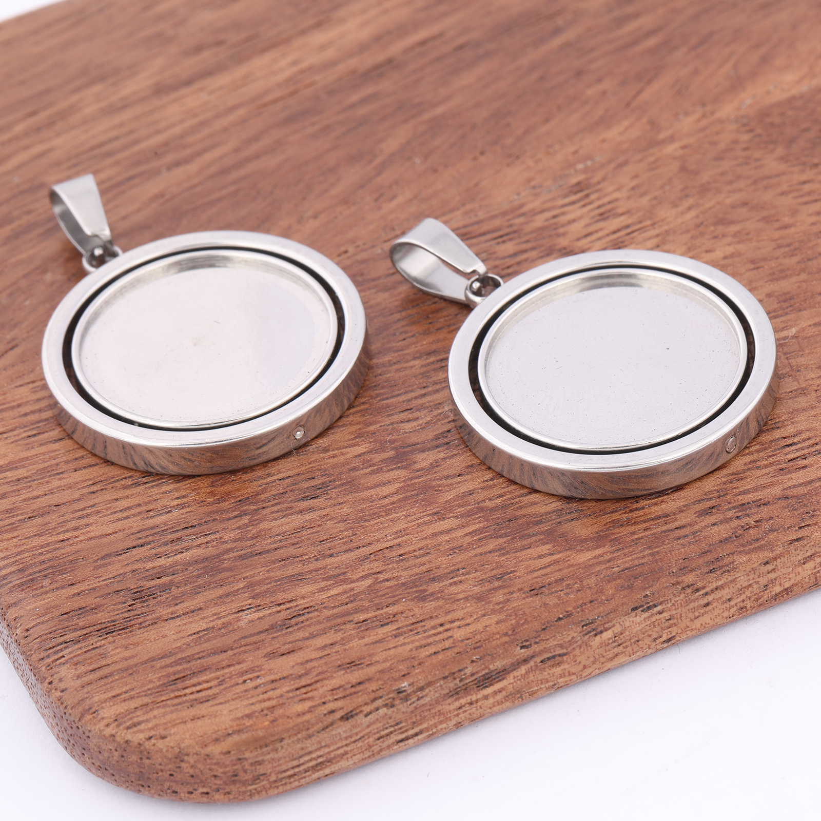 3pcs Stainless Steel  Rotatabl - مراجعة Bezels Set Pendant وسعره