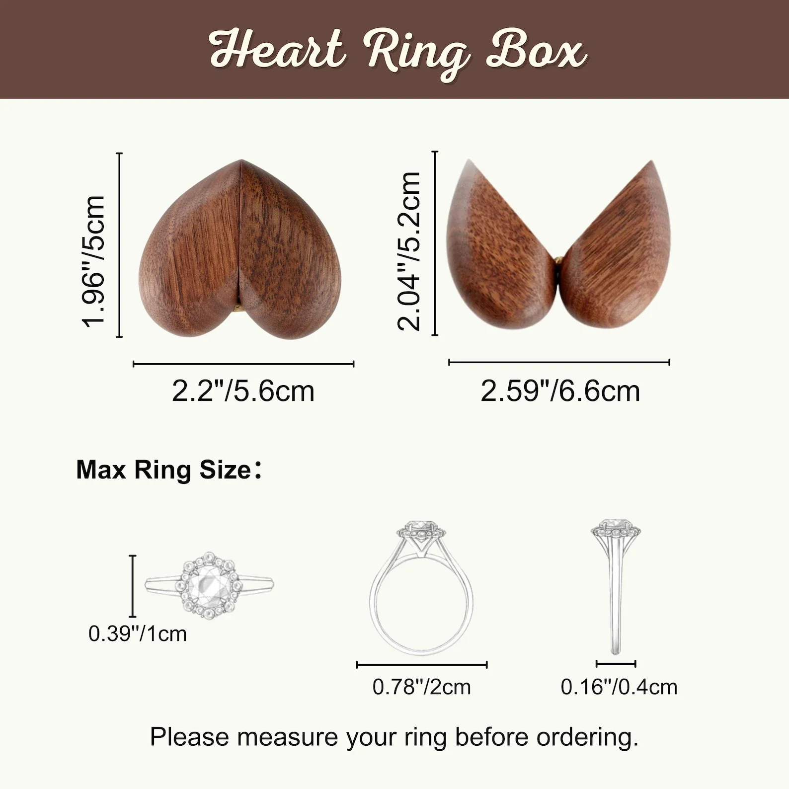 Romantic Heart - Shaped Wooden - مراجعة Wood Ring Blank وسعره