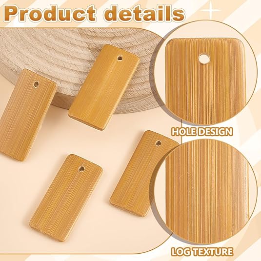 50pcs Wooden Tags Key Ring Bla - مراجعة Wood Ring Blank وسعره