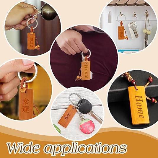50pcs Wooden Tags Key Ring Bla - مراجعة Wood Ring Blank وسعره