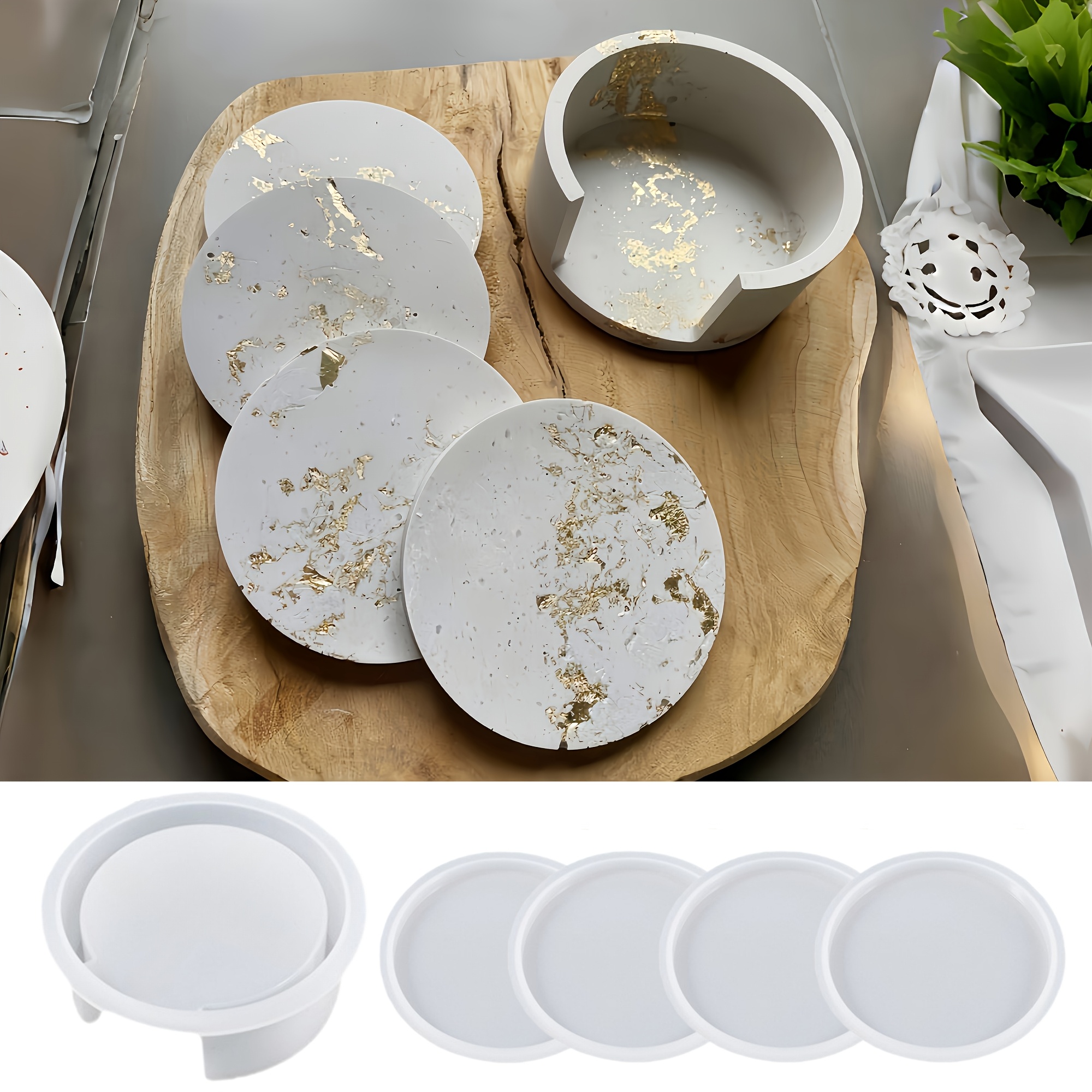 5pcs Round Coaster Silicone Mo - مراجعة Serving Tray Mold وسعره