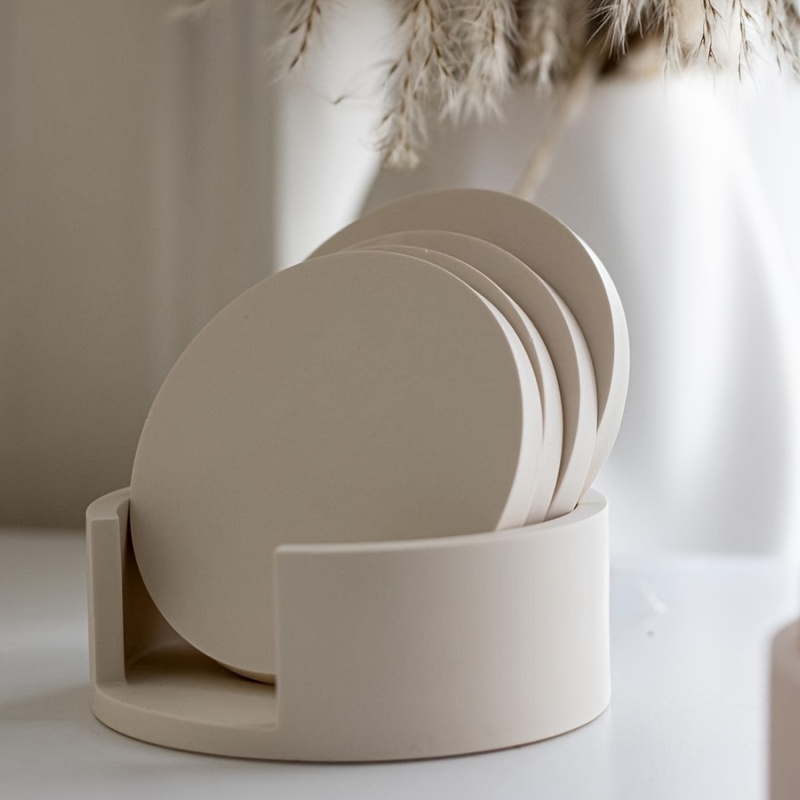 5pcs Round Coaster Silicone Mo - مراجعة Serving Tray Mold وسعره