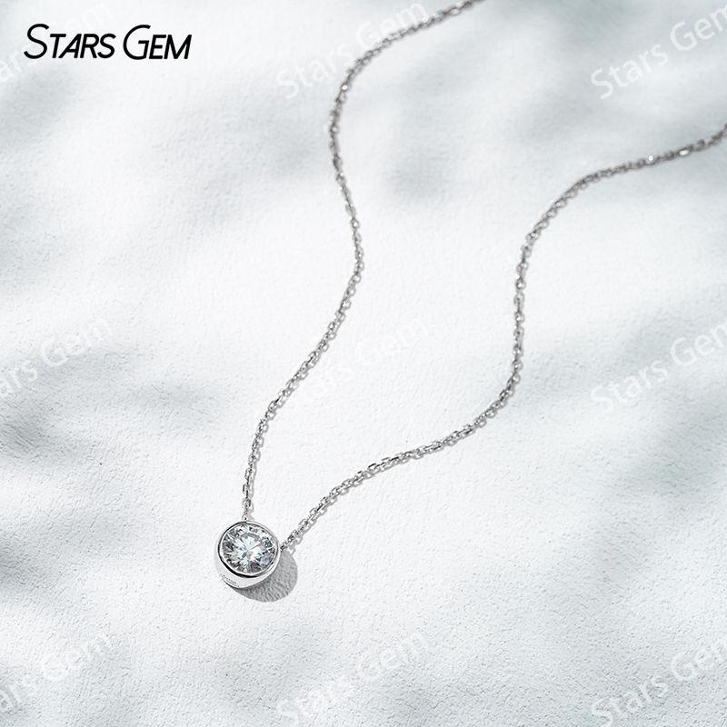 18K Gold 6.4mm 1.0ct Round Bri - مراجعة Bezels Set Pendant وسعره