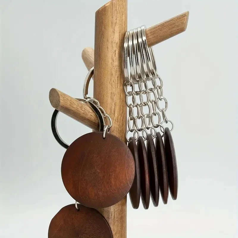 10Pcs Wooden Keychains Vintage - مراجعة Wood Ring Blank وسعره