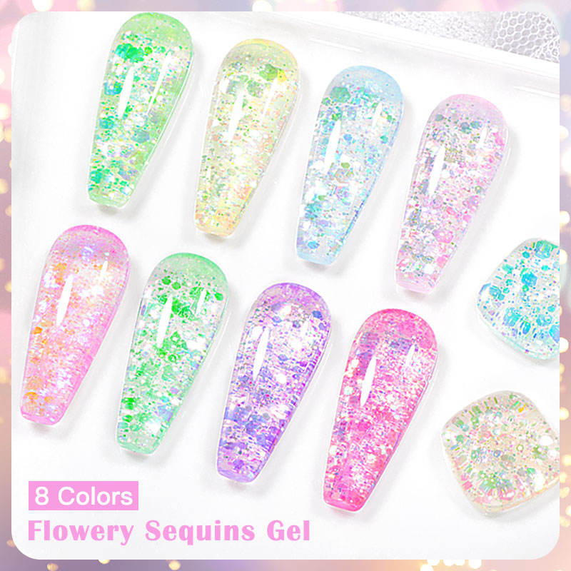 4/8pcs Flowery Sequins Gel Nai - مراجعة Resin Glitter Pack وسعره