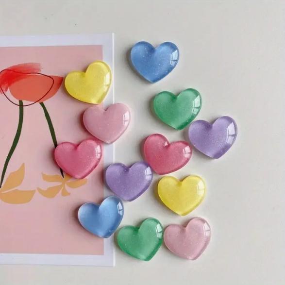 6pcs Colorful Heart Shaped Fri - مراجعة Resin Glitter Pack وسعره