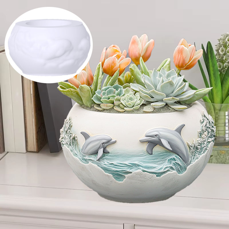 Couple dolphin relief succulen - مراجعة Resin Ocean Wave Mold وسعره