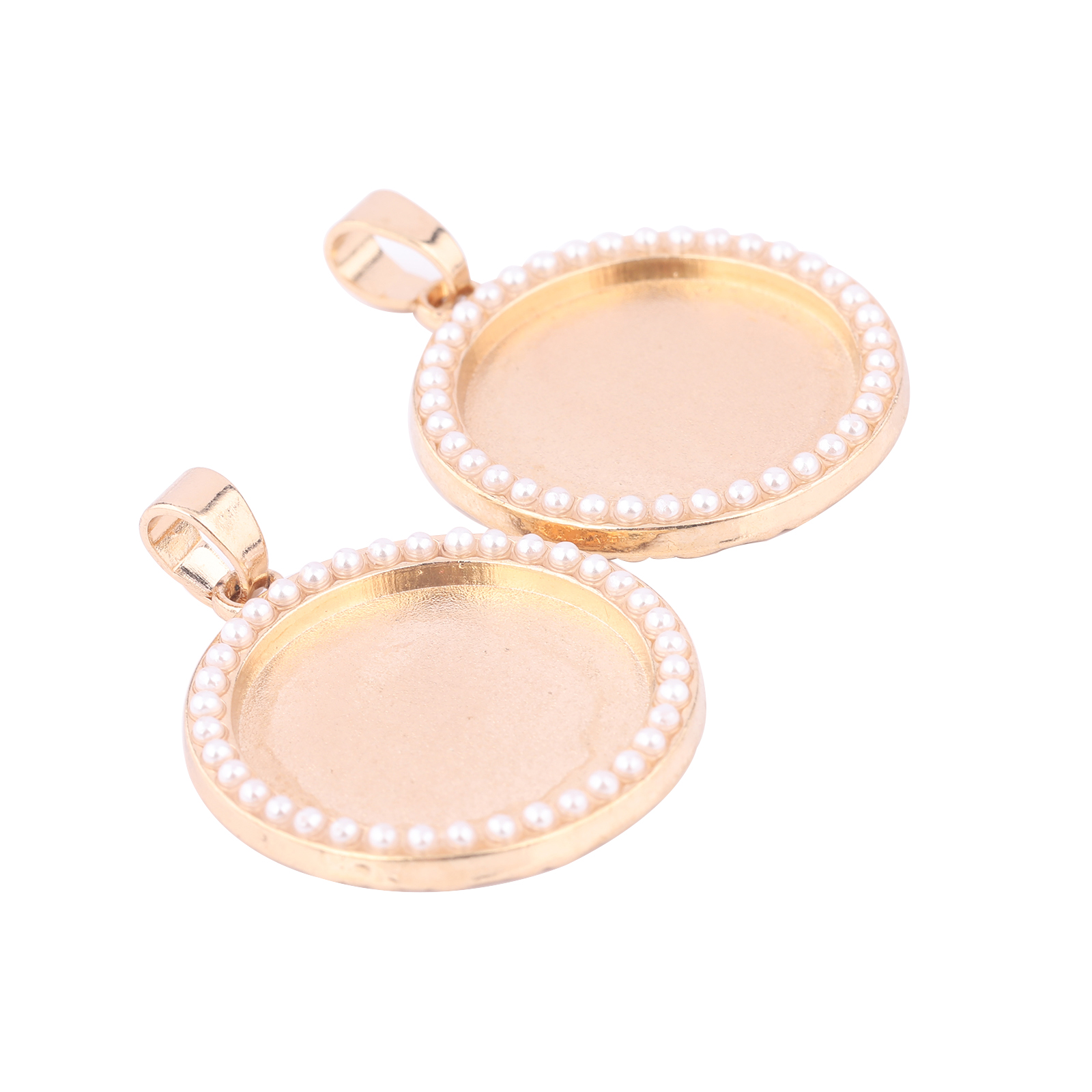 5pcs Kc Gold Pearl Cabochon Ba - مراجعة Bezels Set Pendant وسعره