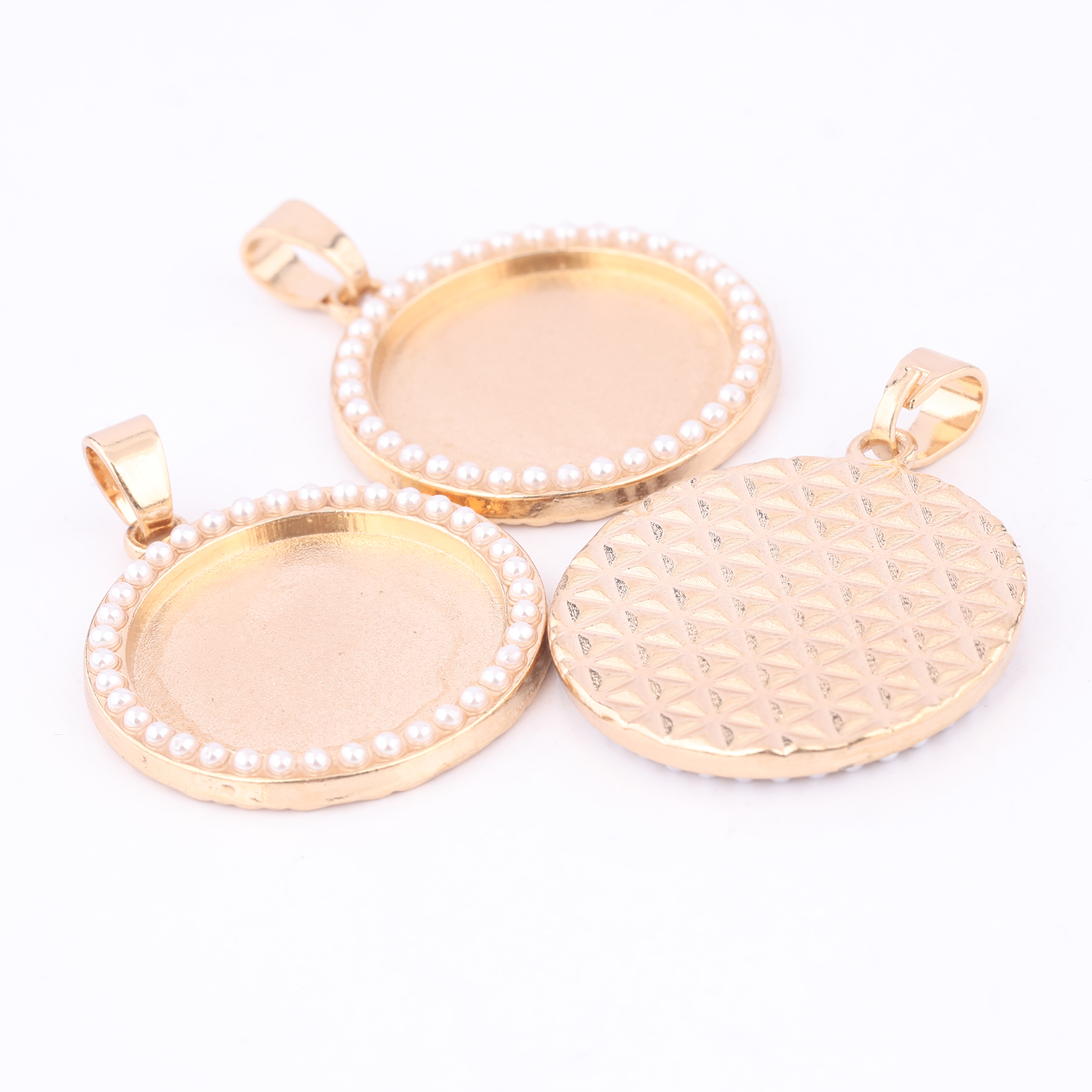 5pcs Kc Gold Pearl Cabochon Ba - مراجعة Bezels Set Pendant وسعره