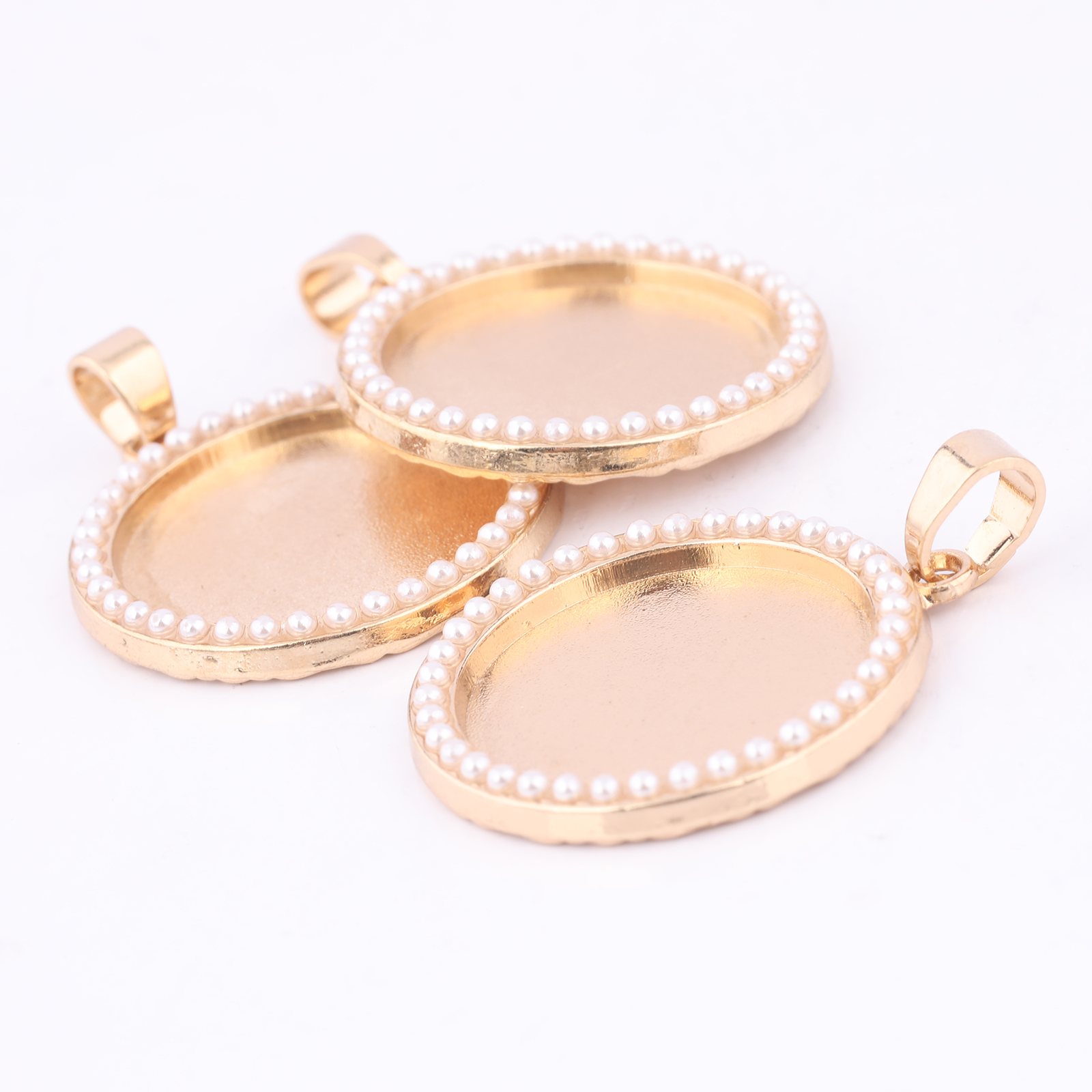 5pcs Kc Gold Pearl Cabochon Ba - مراجعة Bezels Set Pendant وسعره