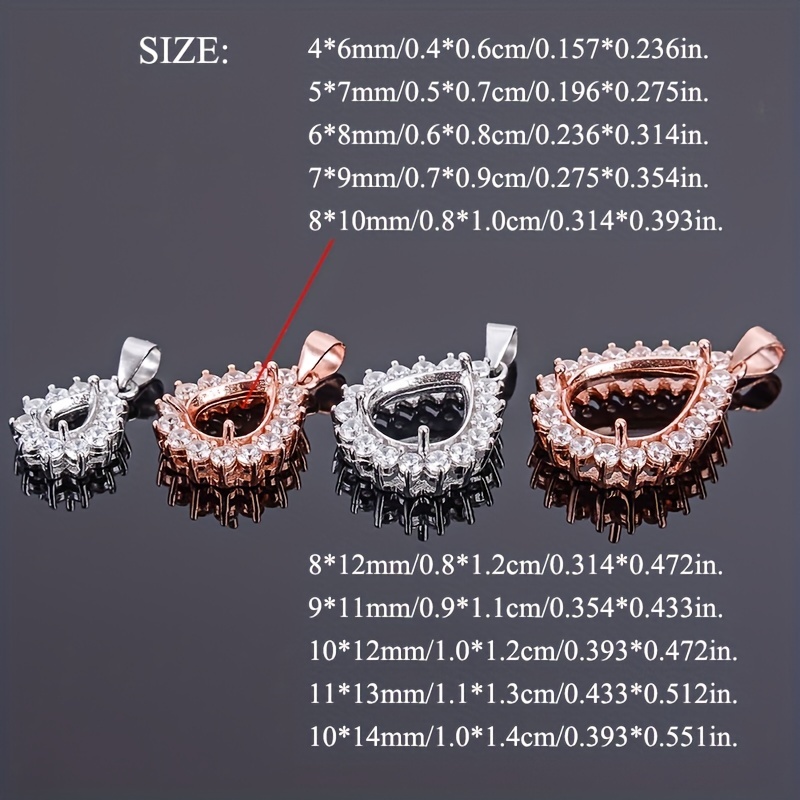 1pc Rose Golden Silvery Tear D - مراجعة Bezels Set Pendant وسعره