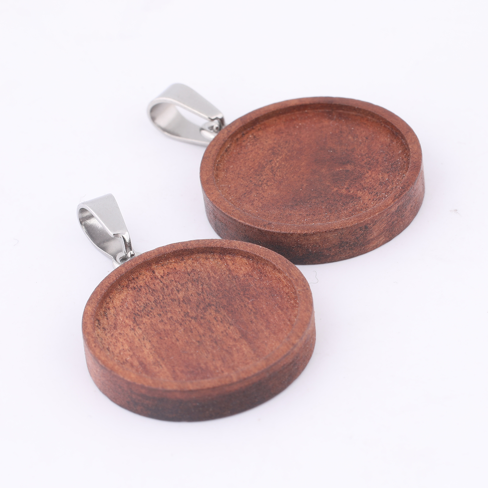 10pcs 20mm Round Wood Cabochon - مراجعة Bezels Set Pendant وسعره