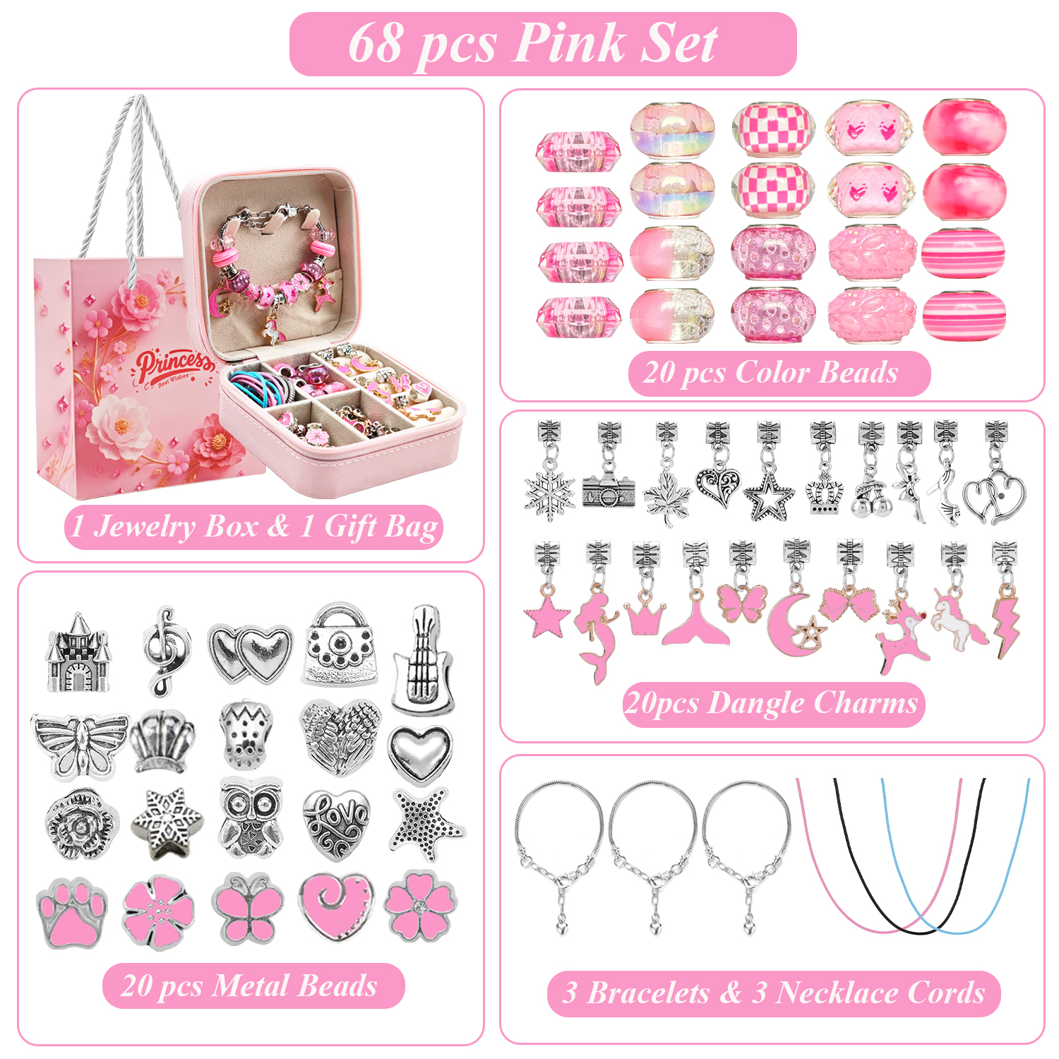 68pcs pink beaded jewelry set, - مراجعة Resin Craft Kit وسعره