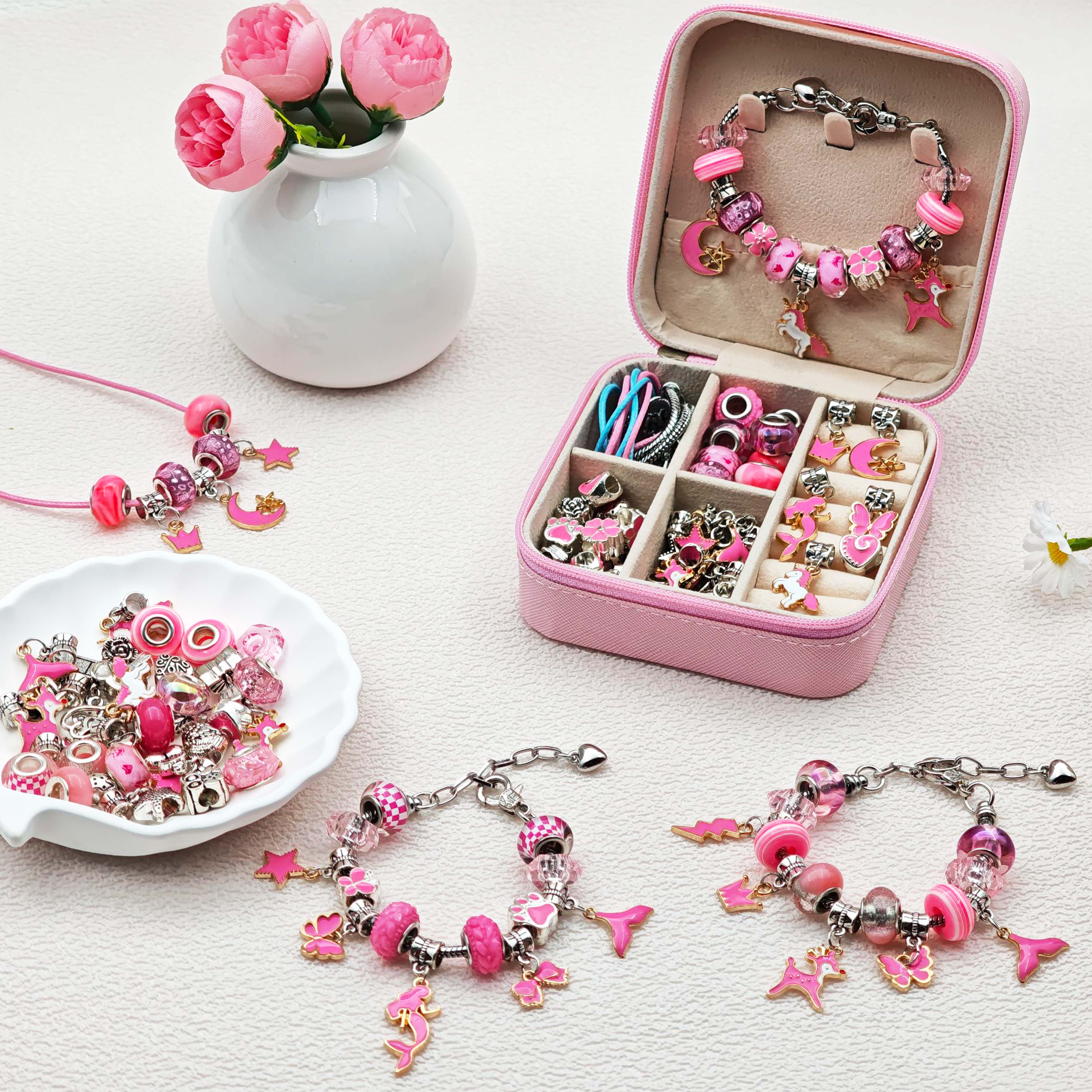 68pcs pink beaded jewelry set, - مراجعة Resin Craft Kit وسعره