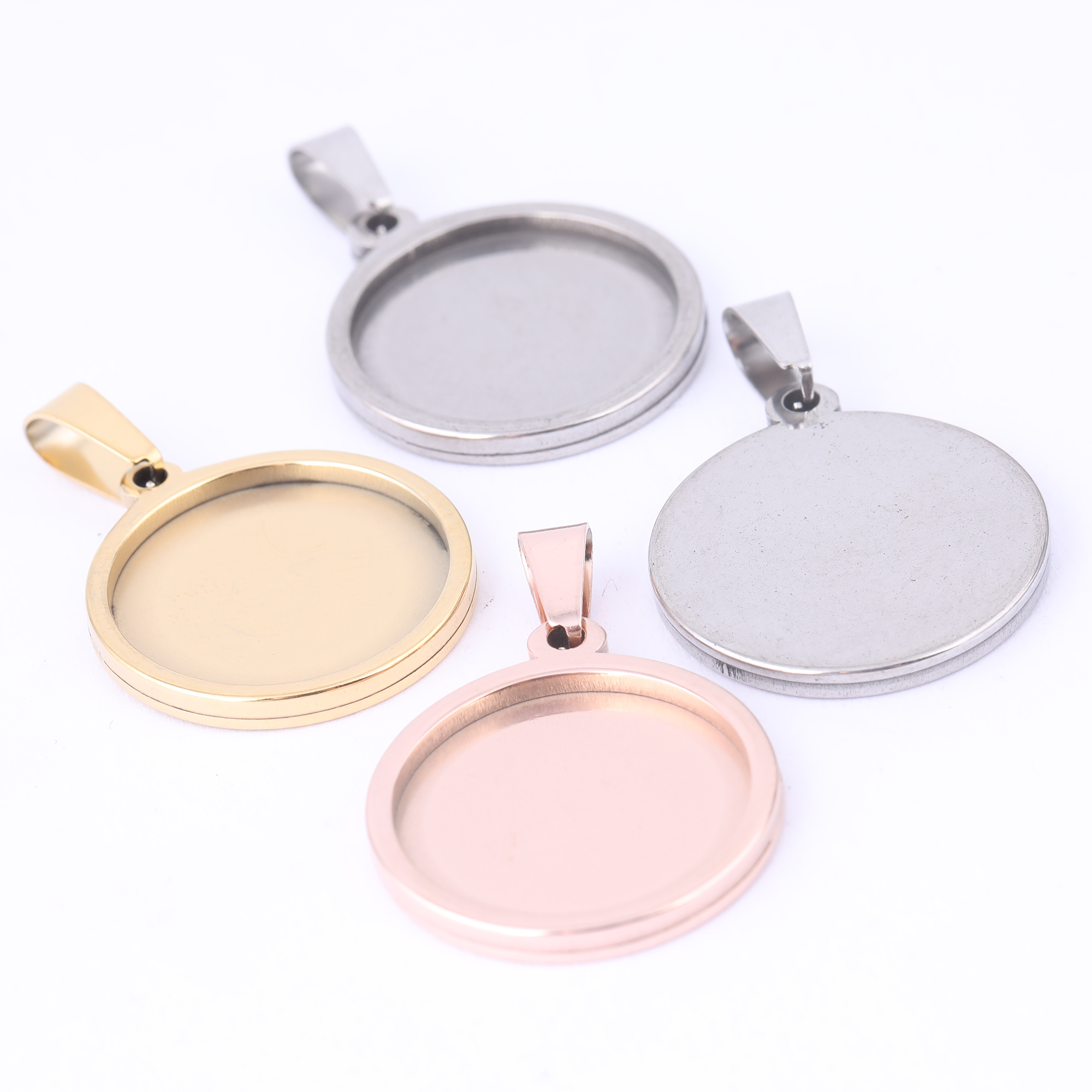 5pcs Stainless Steel 16mm 18mm - مراجعة Bezels Set Pendant وسعره
